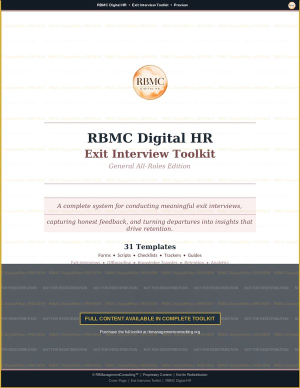 Exit Interview Toolkit — cover page preview