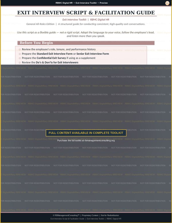 Exit Interview Toolkit — exit interview script facilitation guide preview