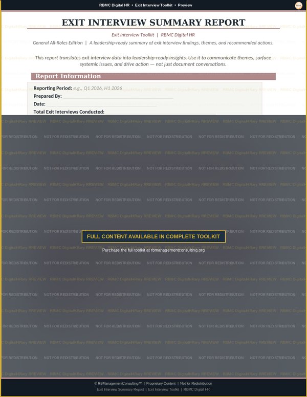 Exit Interview Toolkit — exit interview summary report preview