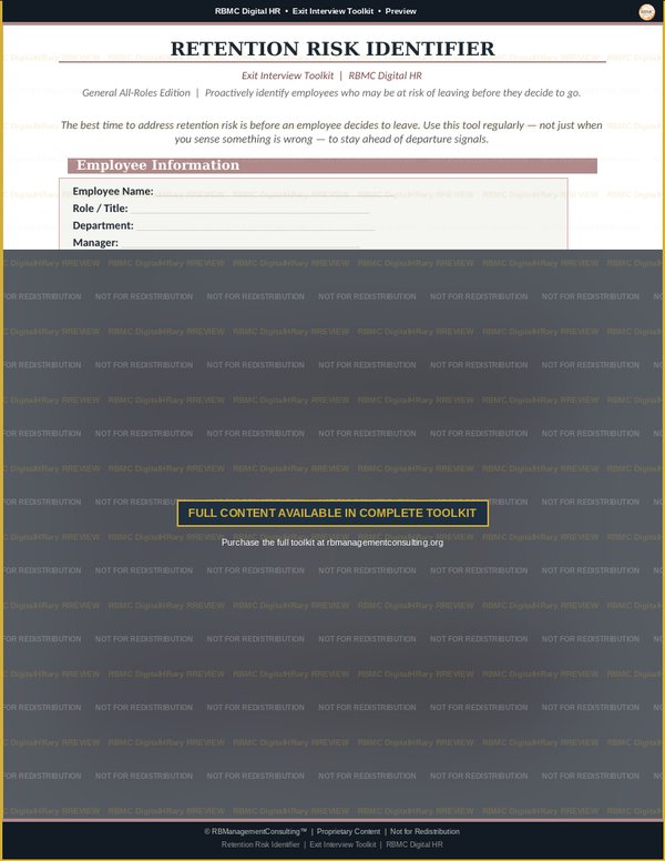Exit Interview Toolkit — retention risk identifier preview