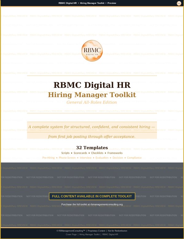 Hiring Manager Toolkit — cover page preview