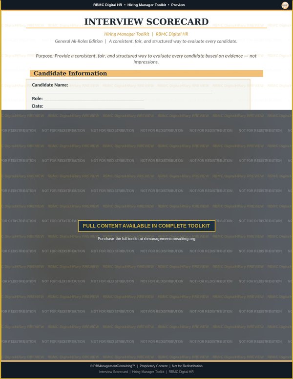 Hiring Manager Toolkit — interview scorecard preview