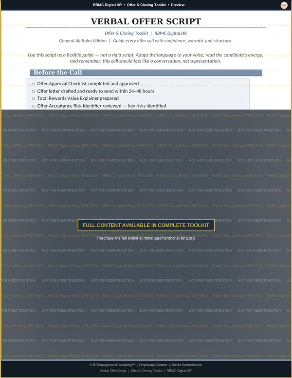 Offering & Closing Toolkit — verbal offer script preview