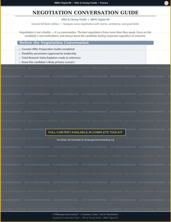 Offering & Closing Toolkit — negotiation conversation guide preview