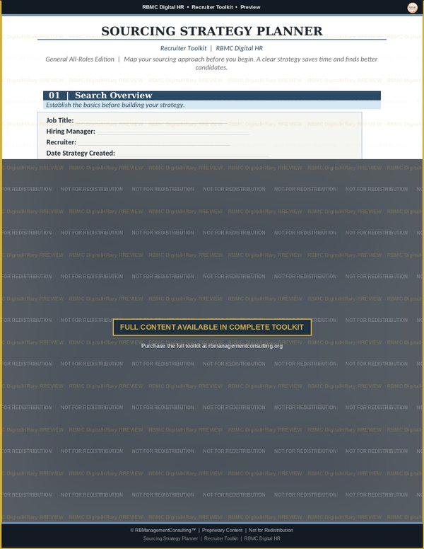 Recruiter Toolkit — sourcing strategy planner preview