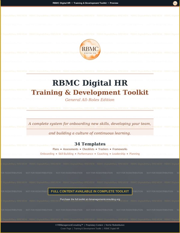 Training & Development Toolkit — cover page preview