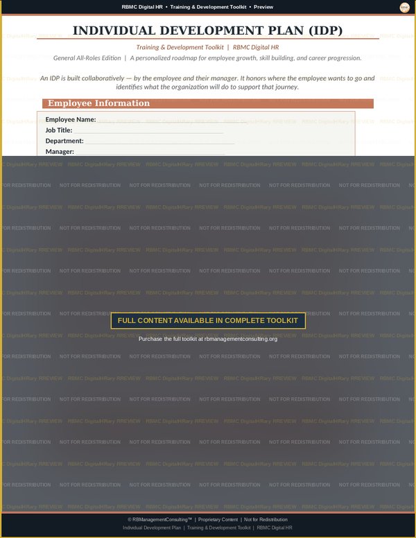 Training & Development Toolkit — individual development plan preview