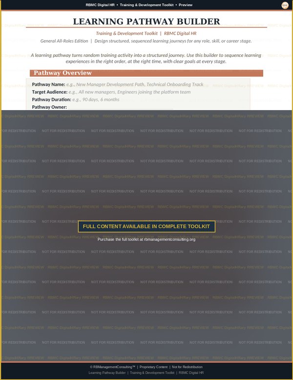 Training & Development Toolkit — learning pathway builder preview
